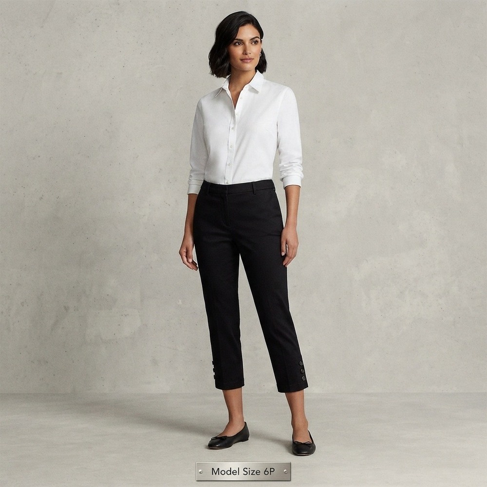 Talbots Perfect Skimmer Pants Women 6P Black Excellent Button Hem Cropped